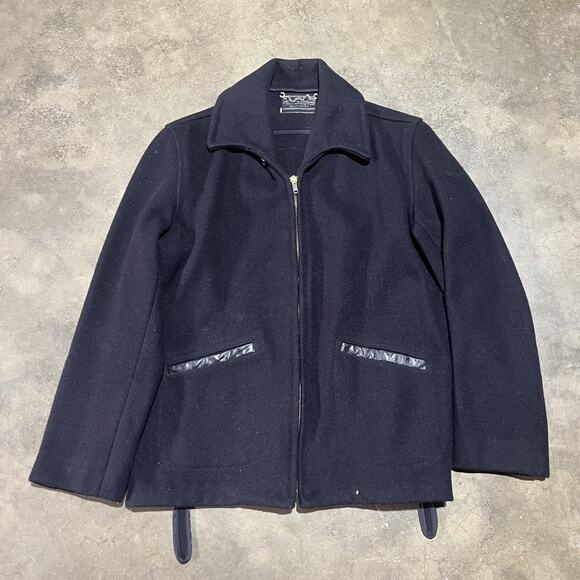 Vintage 60s Howard Uniforms Black Wool Coat - Picture 1 of 6